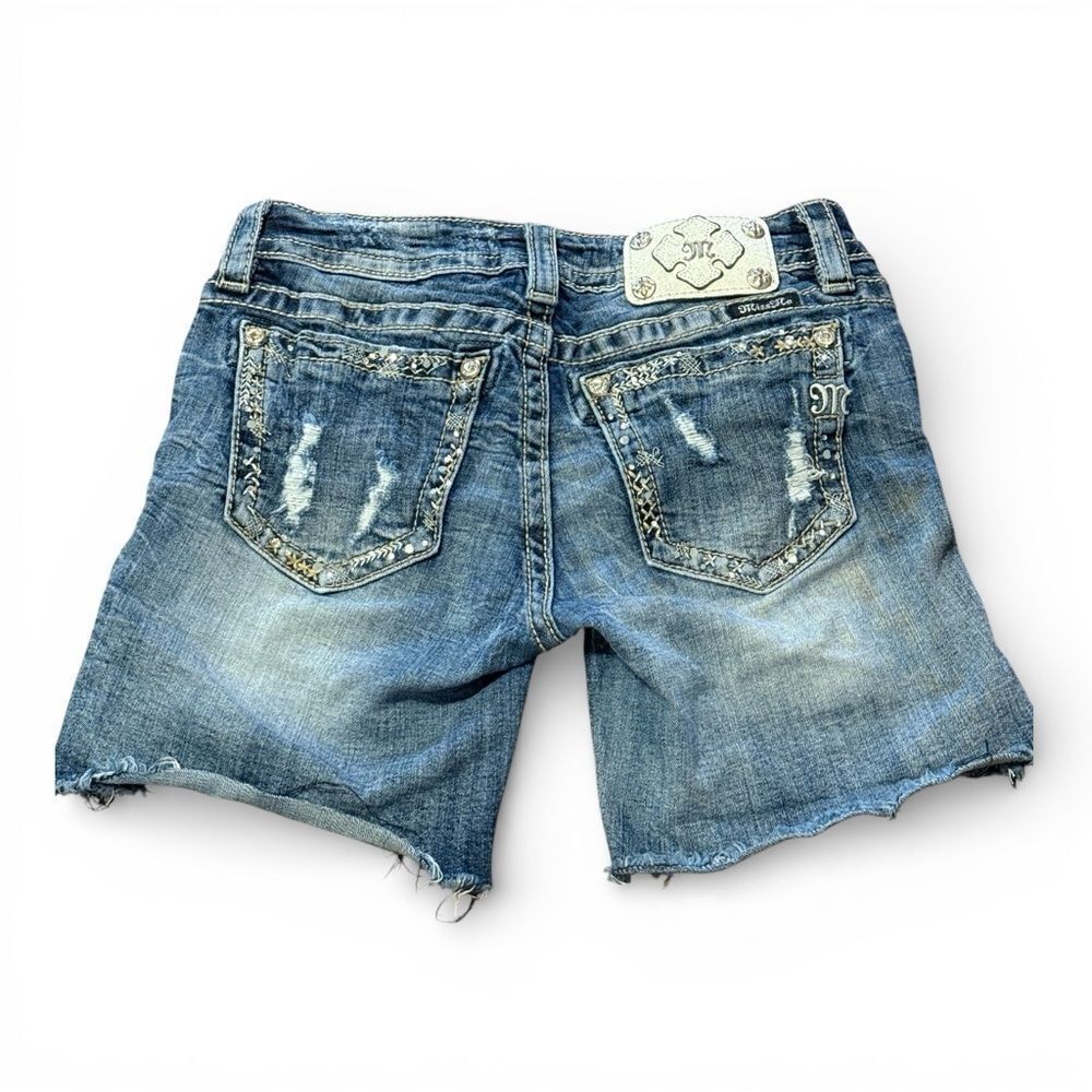 Miss Me Cut Off Distressed Denim Shorts Signature Embellished Pockets JE8406H 27